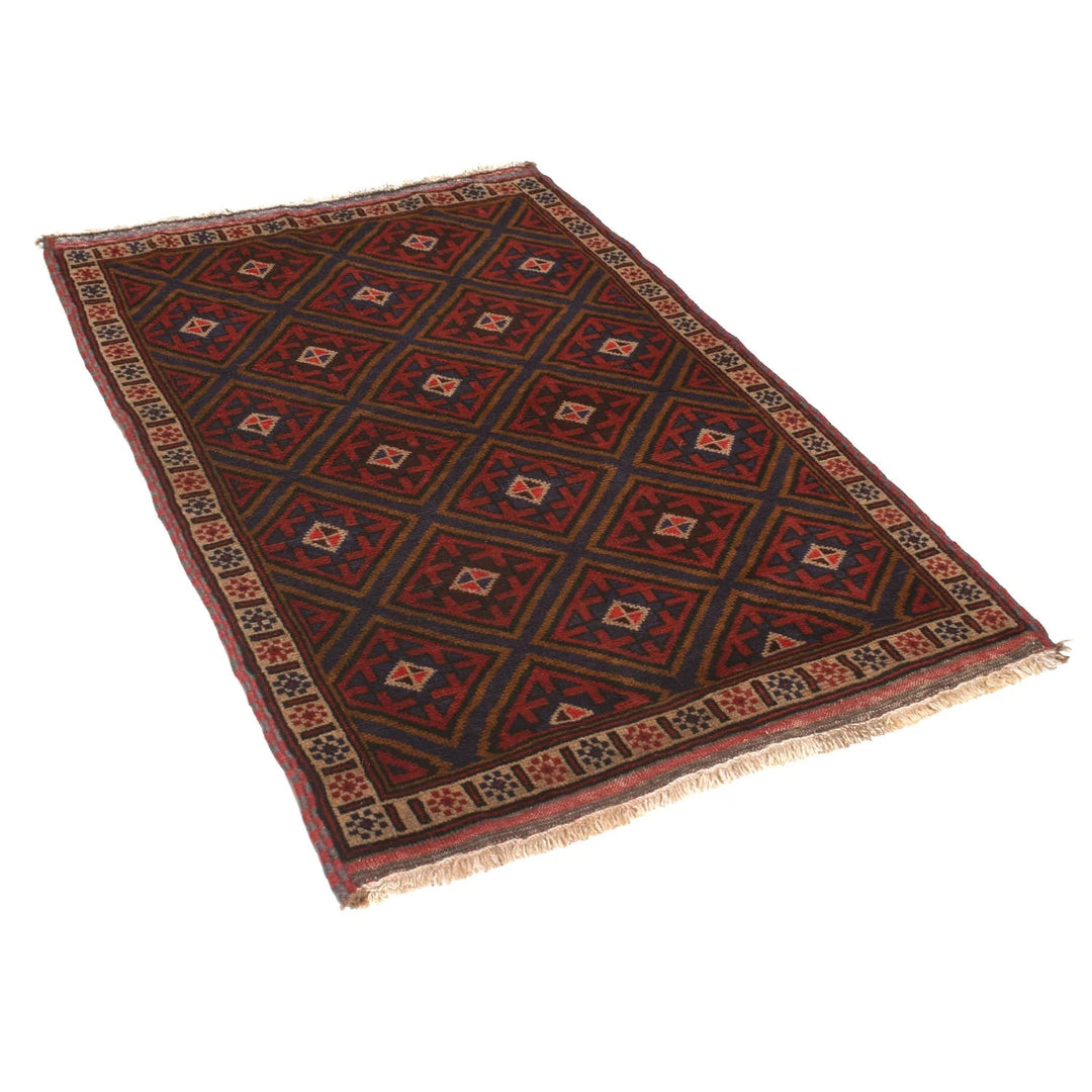 Afghan Baluchi Rug 3' 3" x 4' 10" Hand-Knotted | No. AL20211
