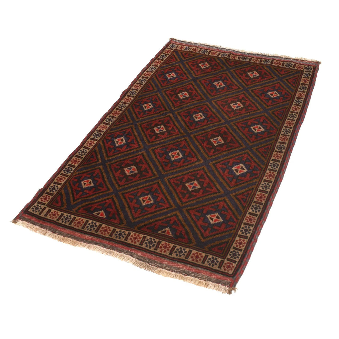 Afghan Baluchi Rug 3' 3" x 4' 10" Hand-Knotted | No. AL20211