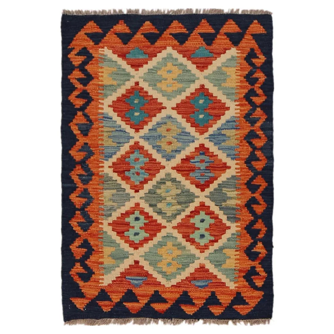 Afghan Kilim Rug 2' 0" x 3' 1" Flat-Weave | No. AL20296
