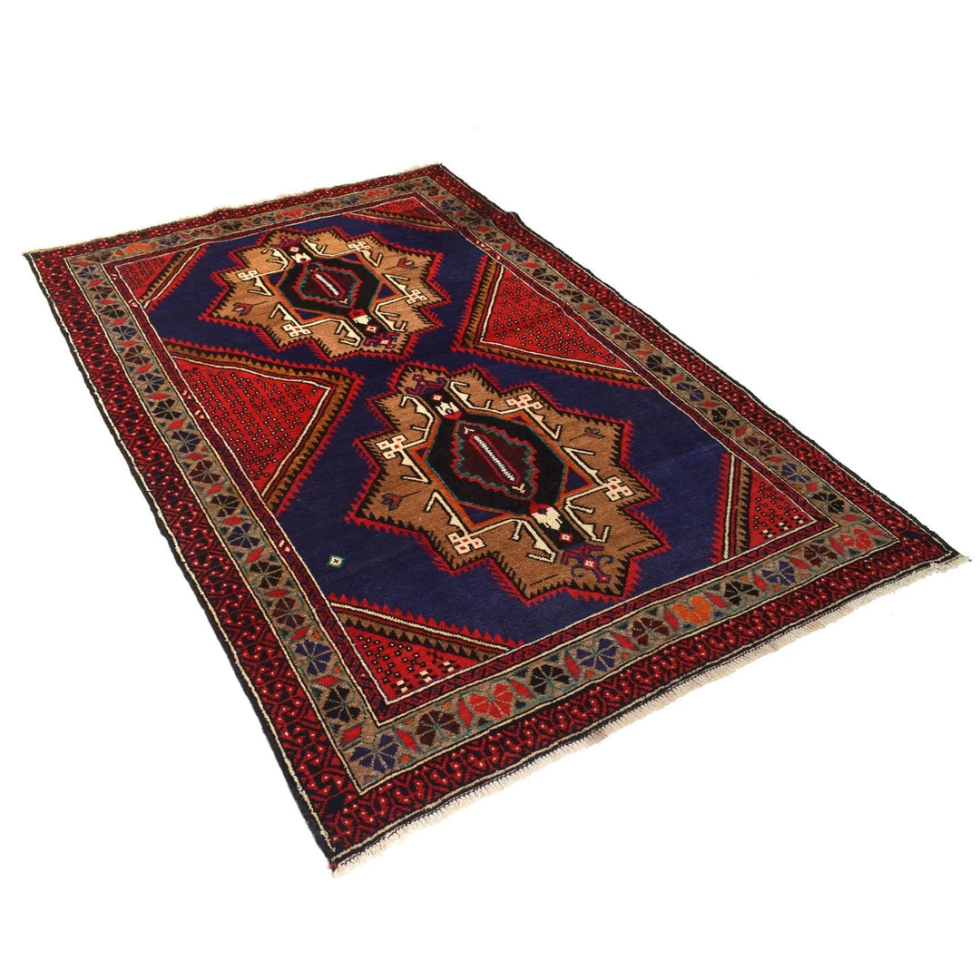 Blue Afghan Baluchi Rug 4' 4" x 6' 6" Hand-Knotted | No. AL20361