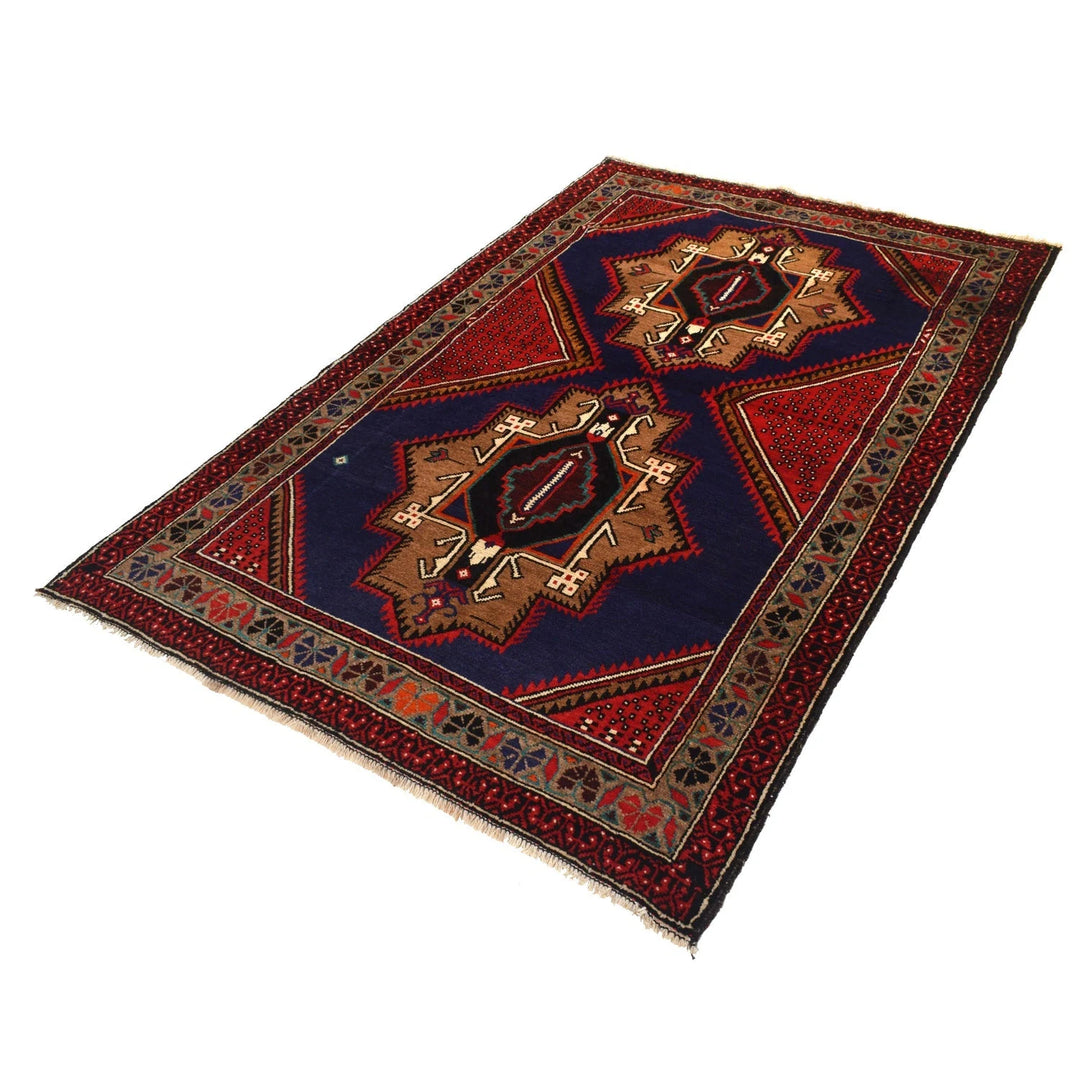 Blue Afghan Baluchi Rug 4' 4" x 6' 6" Hand-Knotted | No. AL20361