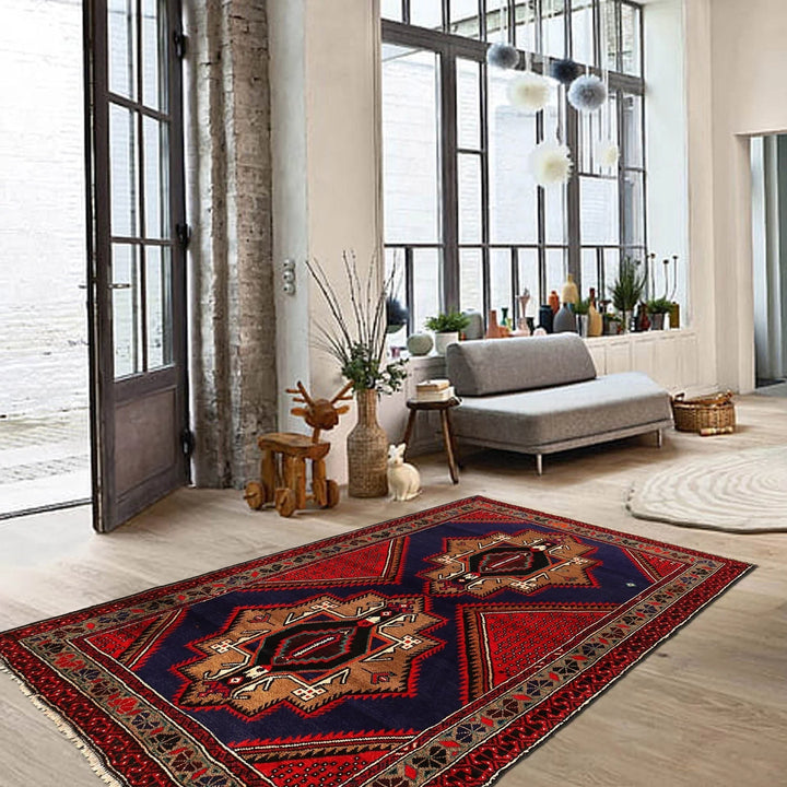Blue Afghan Baluchi Rug 4' 4" x 6' 6" Hand-Knotted | No. AL20361
