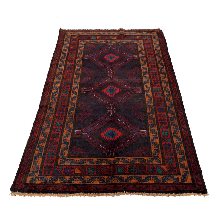 Afghan Baluchi Rug 3' 7" x 6' 5" Hand-Knotted | No. AL20389