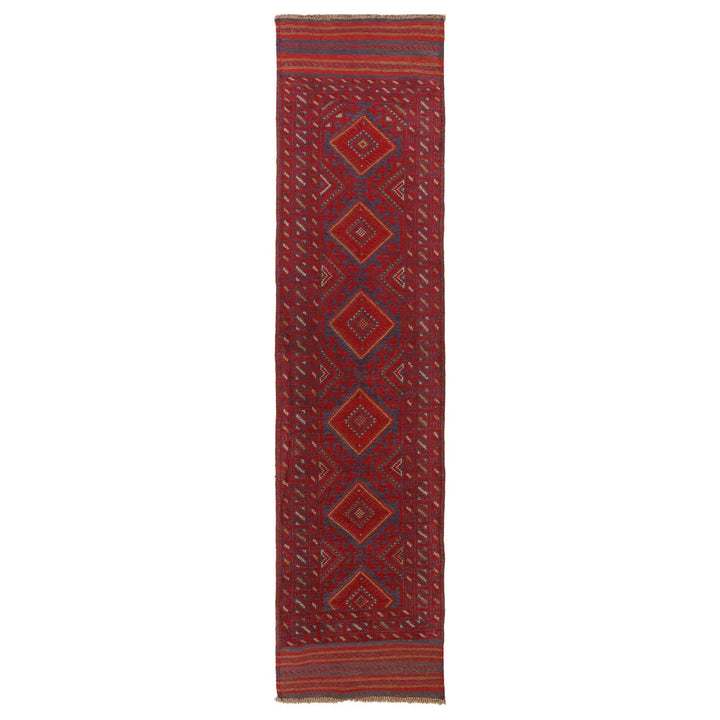 Red Afghan Mashwani Rug 2' 0" x 8' 8" Hand-Knotted | No. AL20390