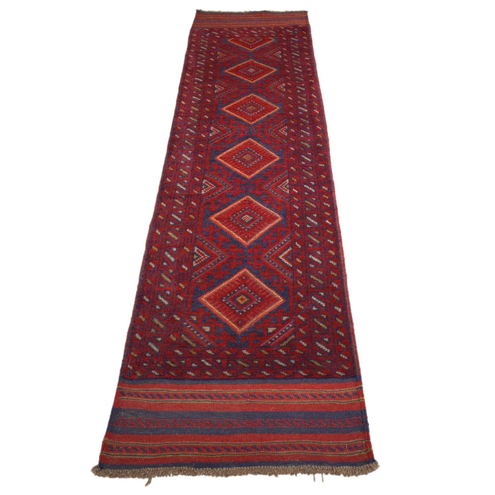 Red Afghan Mashwani Rug 2' 0" x 8' 8" Hand-Knotted | No. AL20390