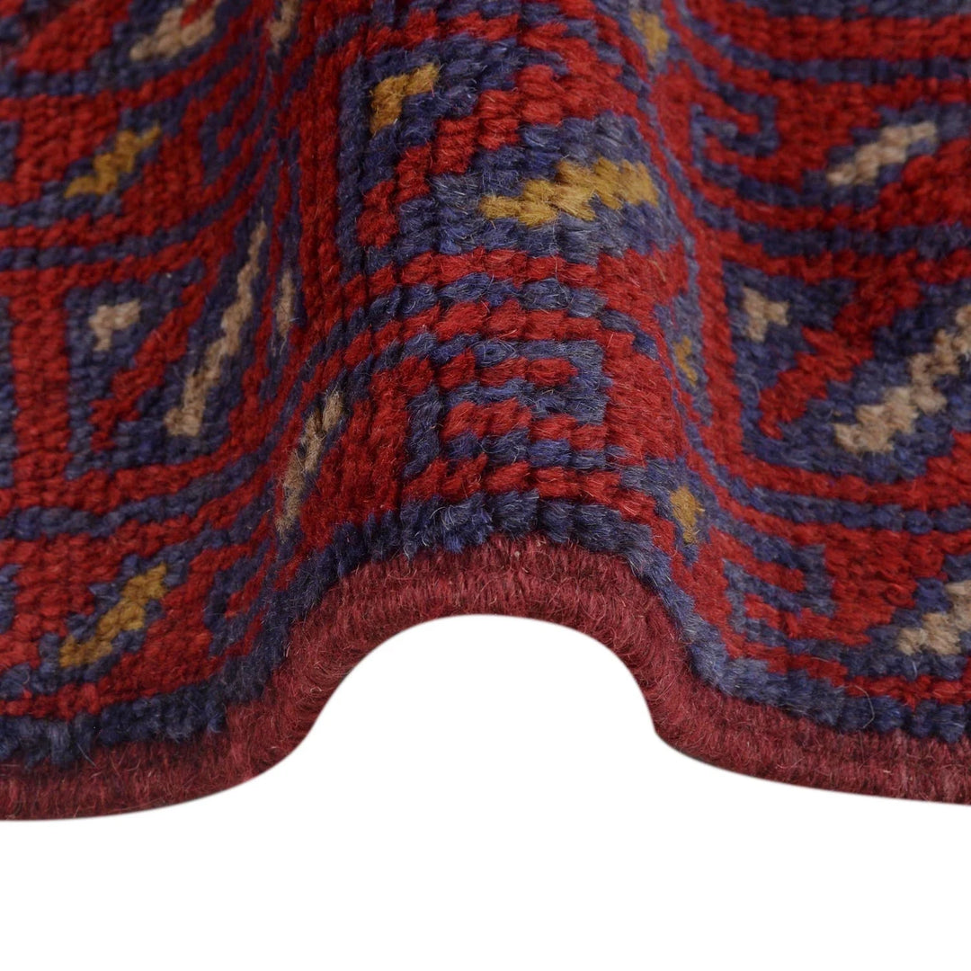 Red Afghan Mashwani Rug 2' 0" x 8' 8" Hand-Knotted | No. AL20390