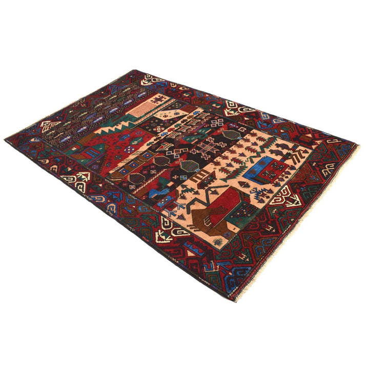 Afghan Pictorial Rug 4' 1" x 6' 3" Hand-Knotted | No. AL20405