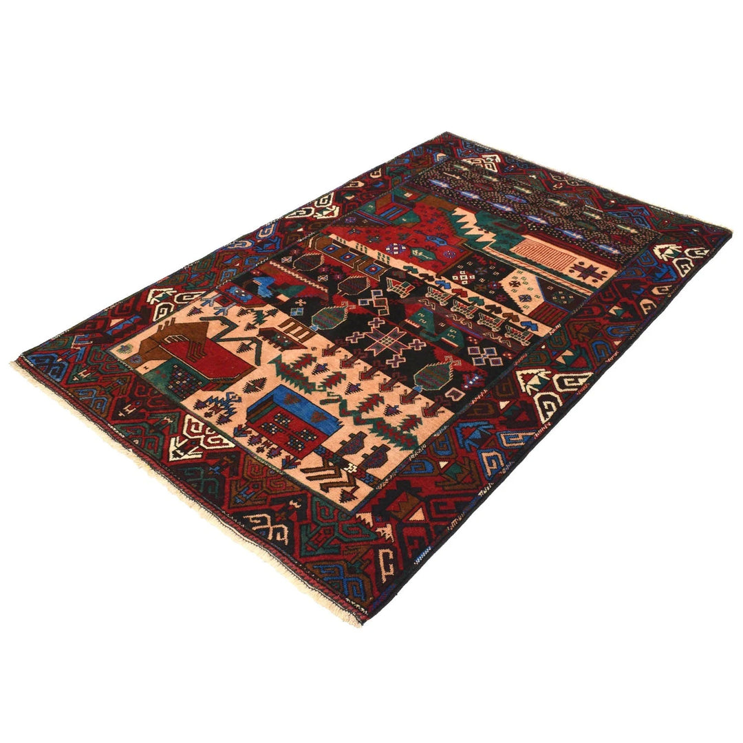 Afghan Pictorial Rug 4' 1" x 6' 3" Hand-Knotted | No. AL20405