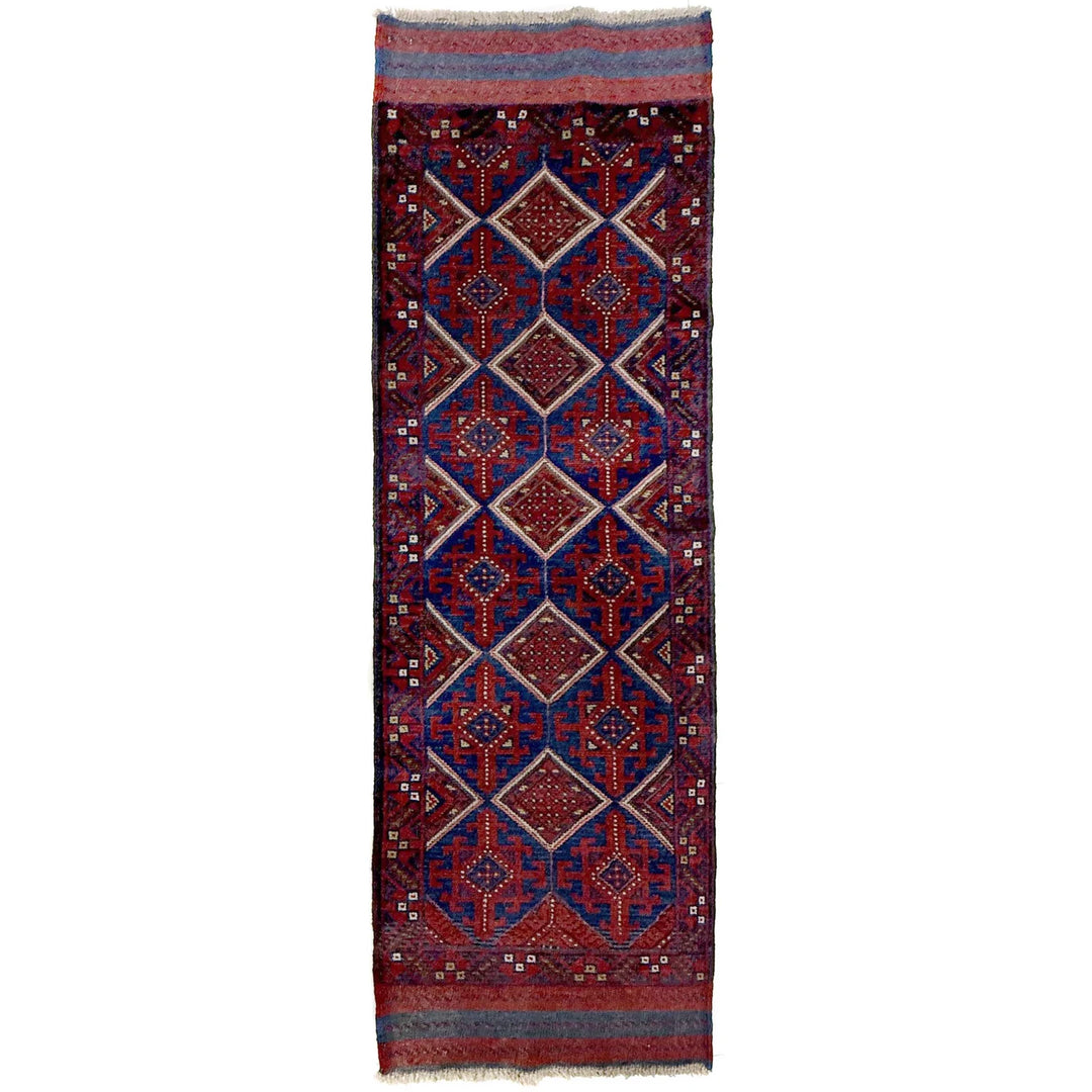 Deep Red Afghan Mashwani Rug 2' 2" x 7' 7" Hand-Knotted | No. AL20416