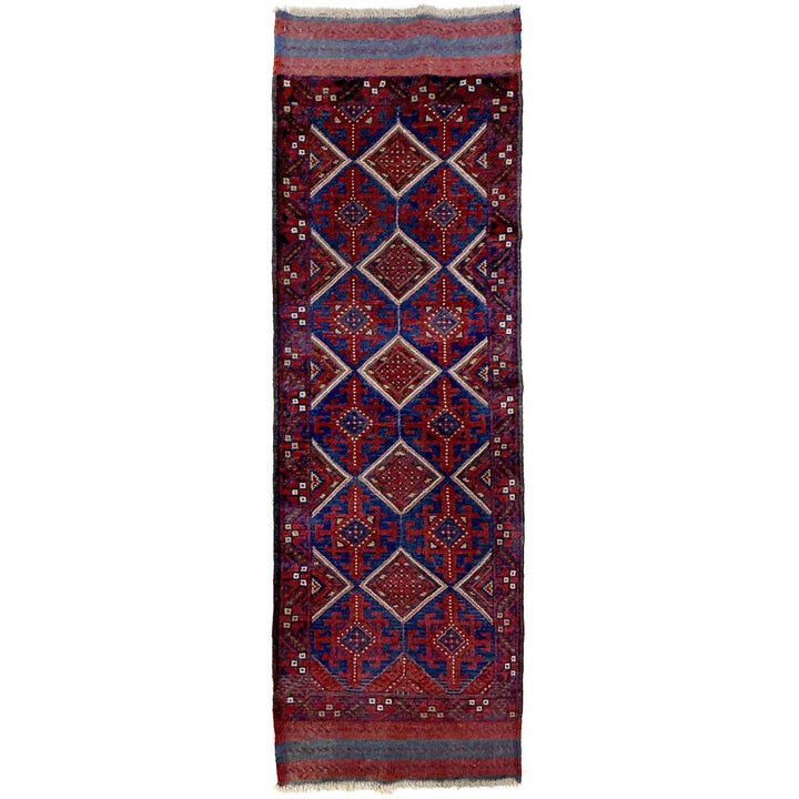 Deep Red Afghan Mashwani Rug 2'2" x 7'7" Hand-Knotted | No. AL20416