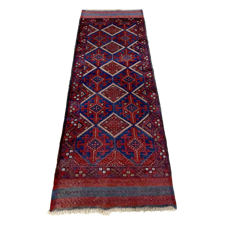 Deep Red Afghan Mashwani Rug 2' 2" x 7' 7" Hand-Knotted | No. AL20416