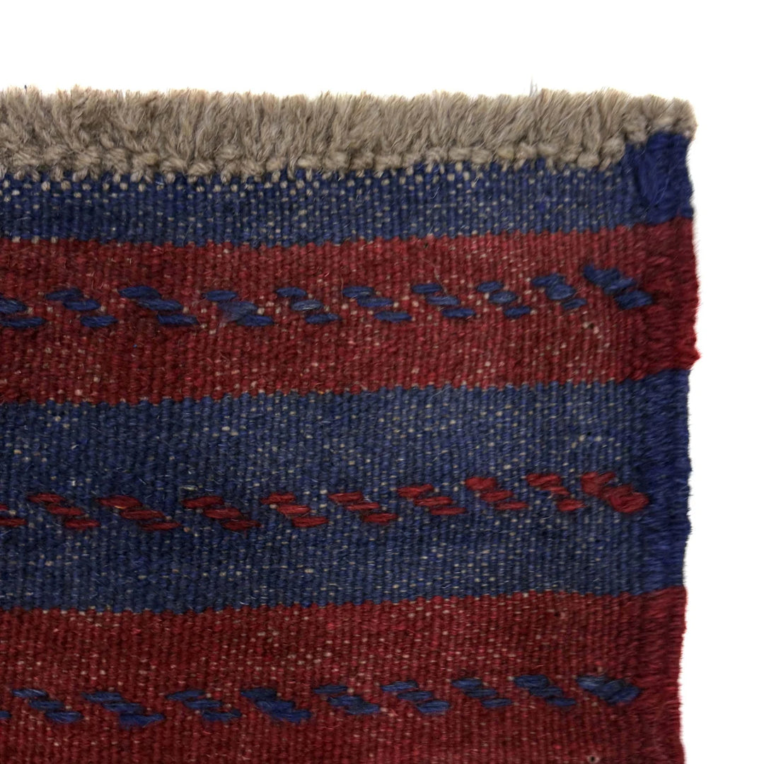 Deep Red Afghan Mashwani Rug 2' 2" x 7' 7" Hand-Knotted | No. AL20416