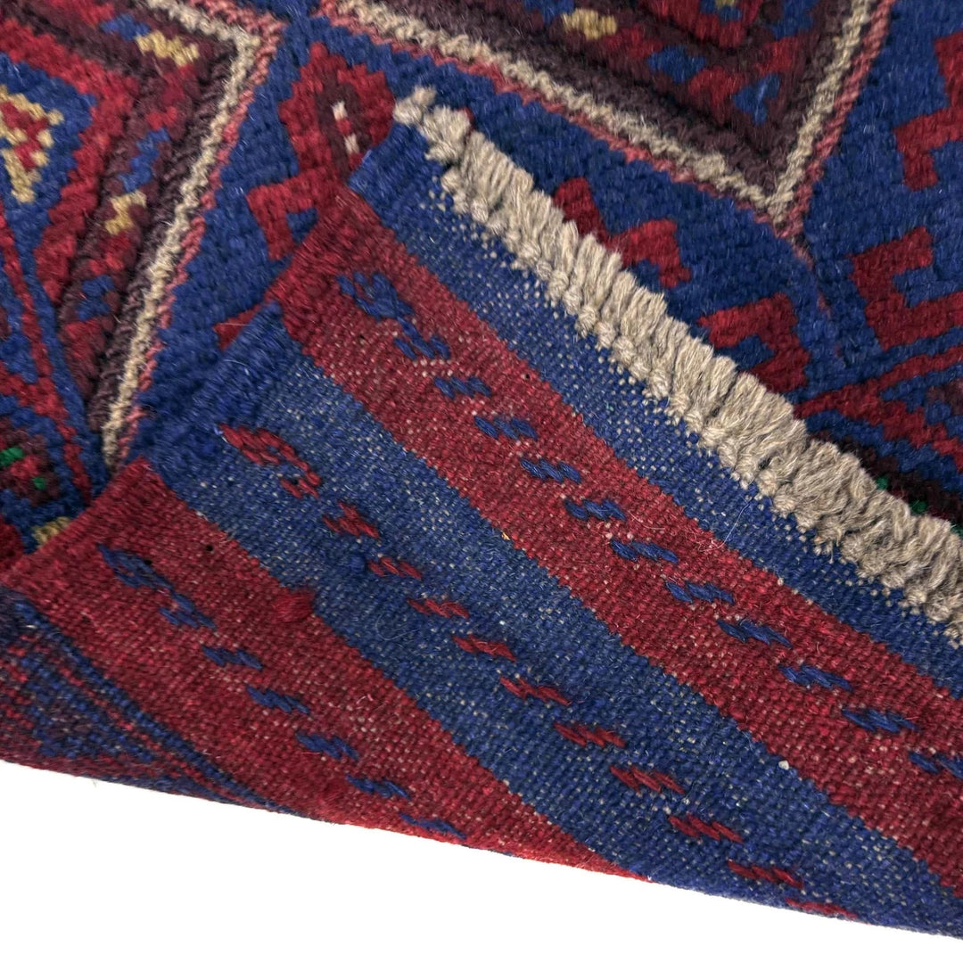 Deep Red Afghan Mashwani Rug 2'2" x 7'7" Hand-Knotted | No. AL20416