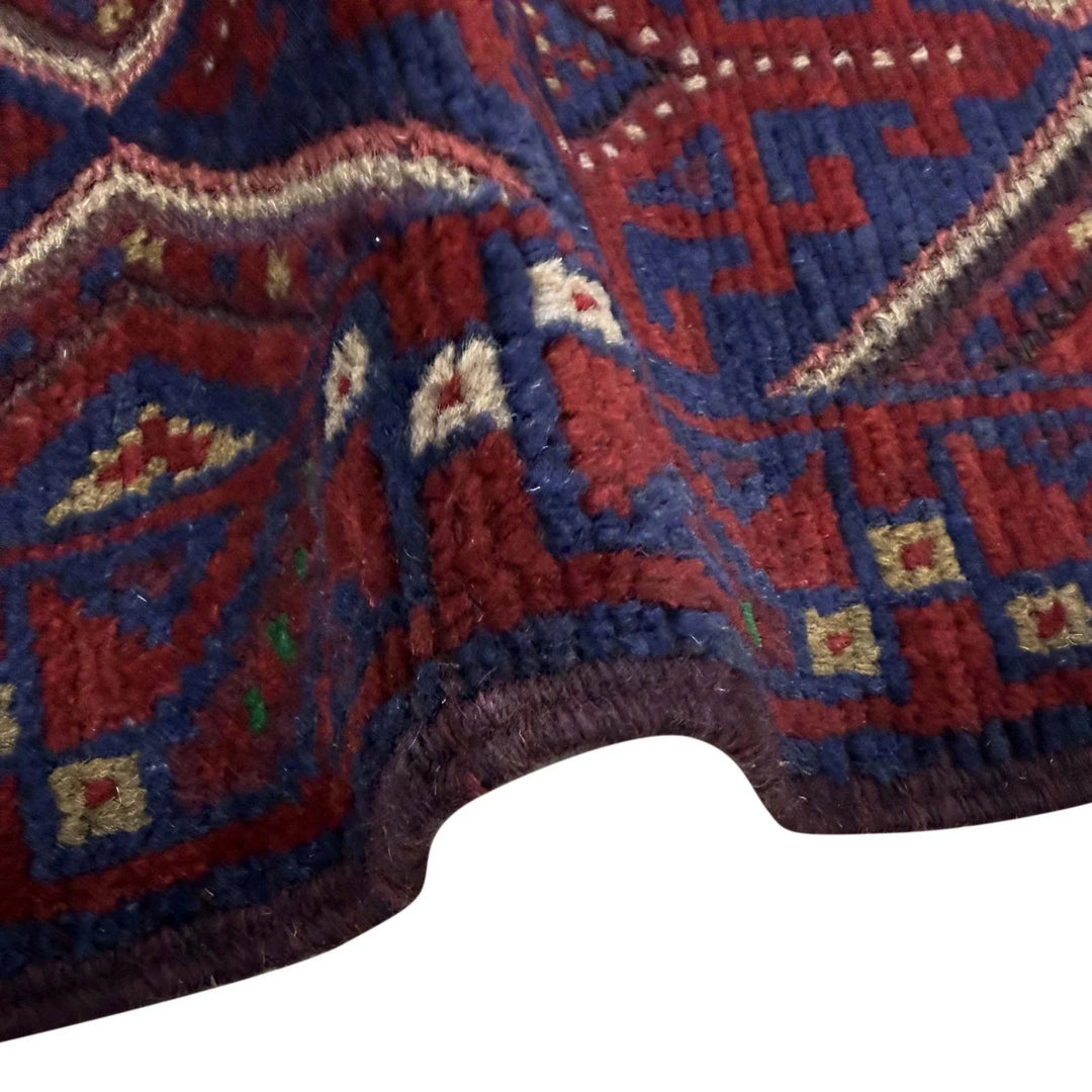 Deep Red Afghan Mashwani Rug 2'2" x 7'7" Hand-Knotted | No. AL20416
