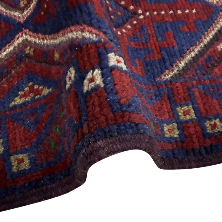 Deep Red Afghan Mashwani Rug 2'2" x 7'7" Hand-Knotted | No. AL20416