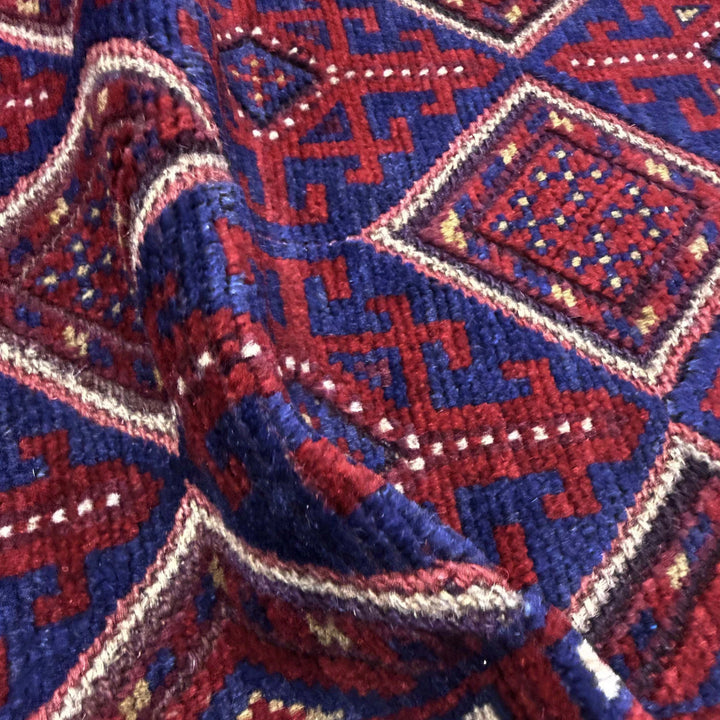 Deep Red Afghan Mashwani Rug 2' 2" x 7' 7" Hand-Knotted | No. AL20416