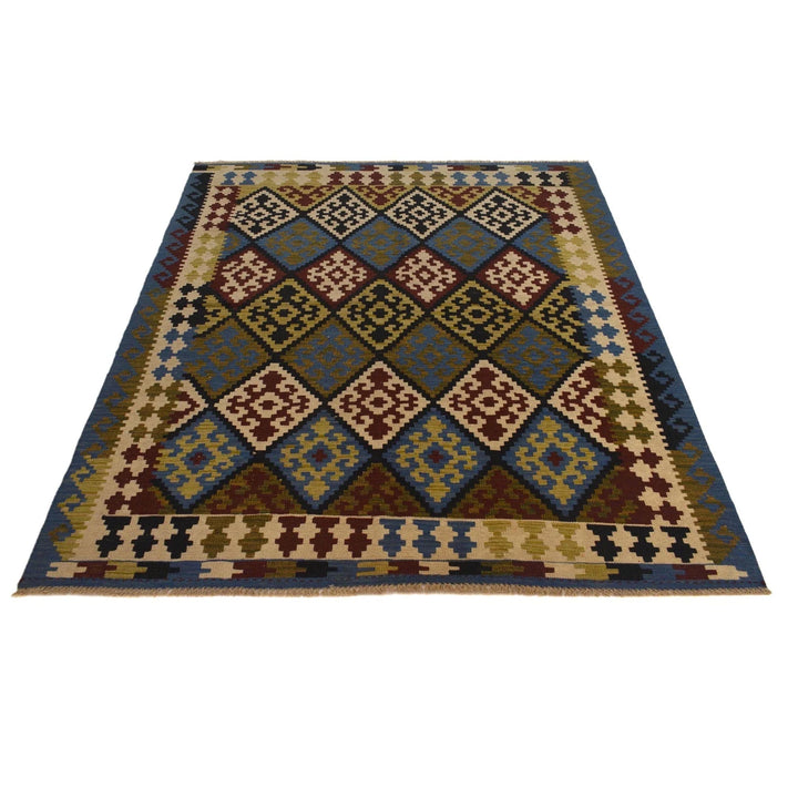 Afghan Kilim Rug 5' 2" x 6' 5" Flat-Weave | No. AL20438