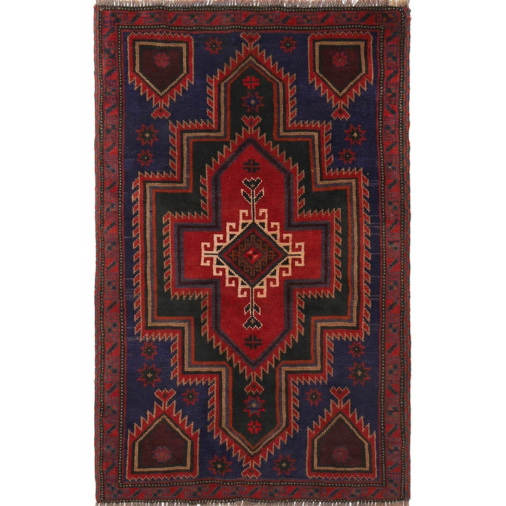 Blue Afghan Baluchi Rug 3' 1" x 4' 9" Hand-Knotted | No. AL20518
