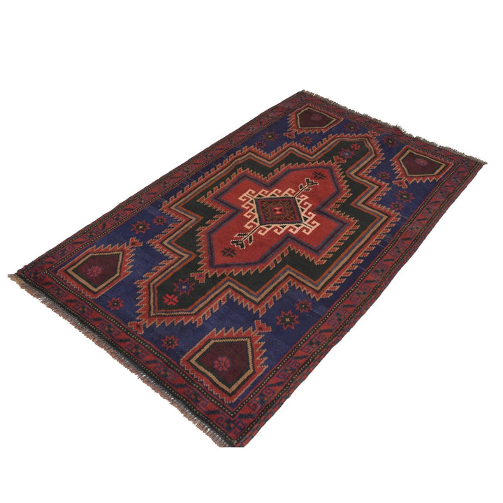 Blue Afghan Baluchi Rug 3' 1" x 4' 9" Hand-Knotted | No. AL20518