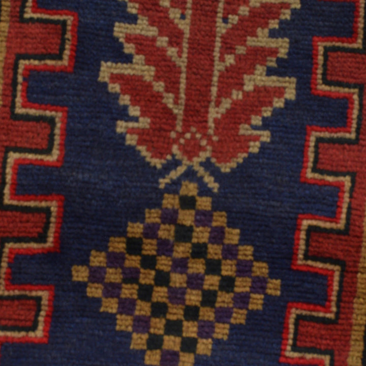Navy Afghan Baluchi Rug 3' 2" x 4' 11" Hand-Knotted | No. AL20693