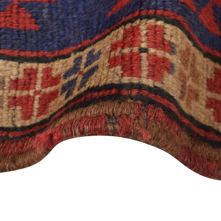 Navy Afghan Baluchi Rug 3' 2" x 4' 11" Hand-Knotted | No. AL20693