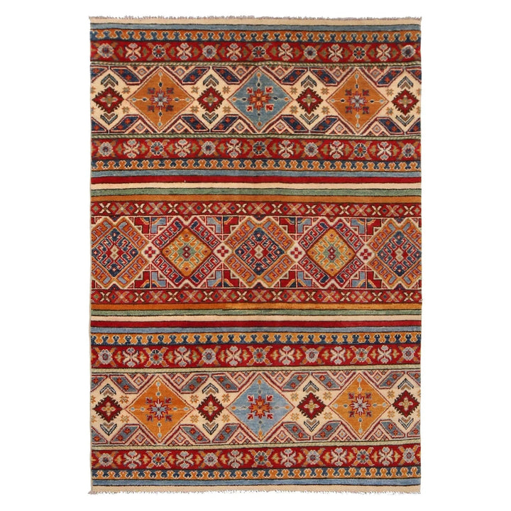 Afghan Khurjeen Rug 4' 0" x 5' 11" Hand-Knotted | No. AL20760