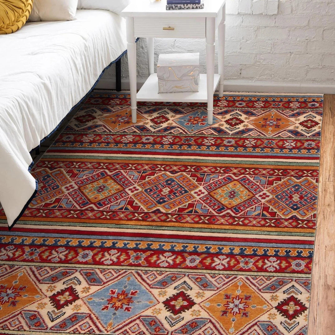 Afghan Khurjeen Rug 4' 0" x 5' 11" Hand-Knotted | No. AL20760