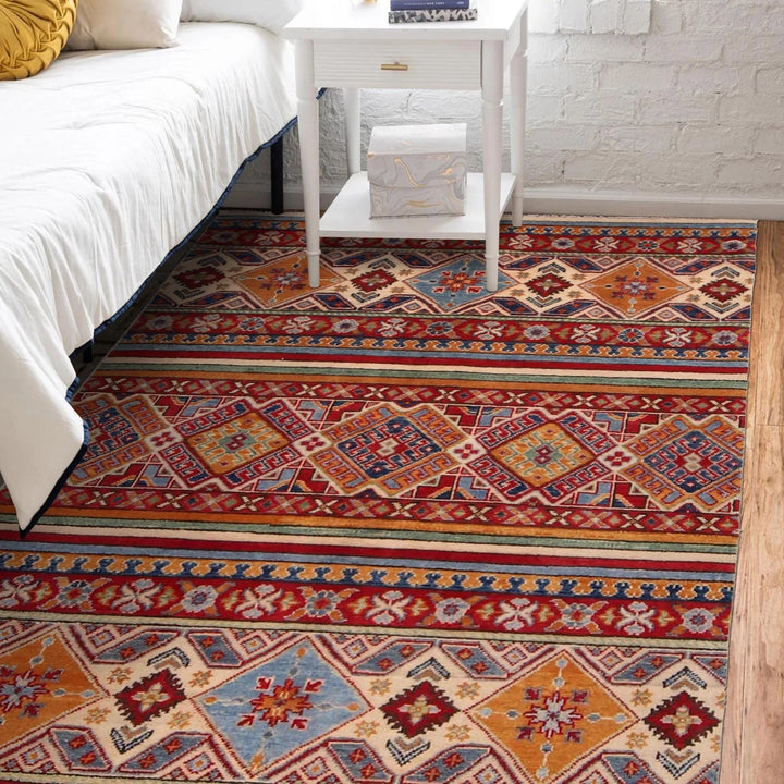 Afghan Khurjeen Rug 4' 0" x 5' 11" Hand-Knotted | No. AL20760