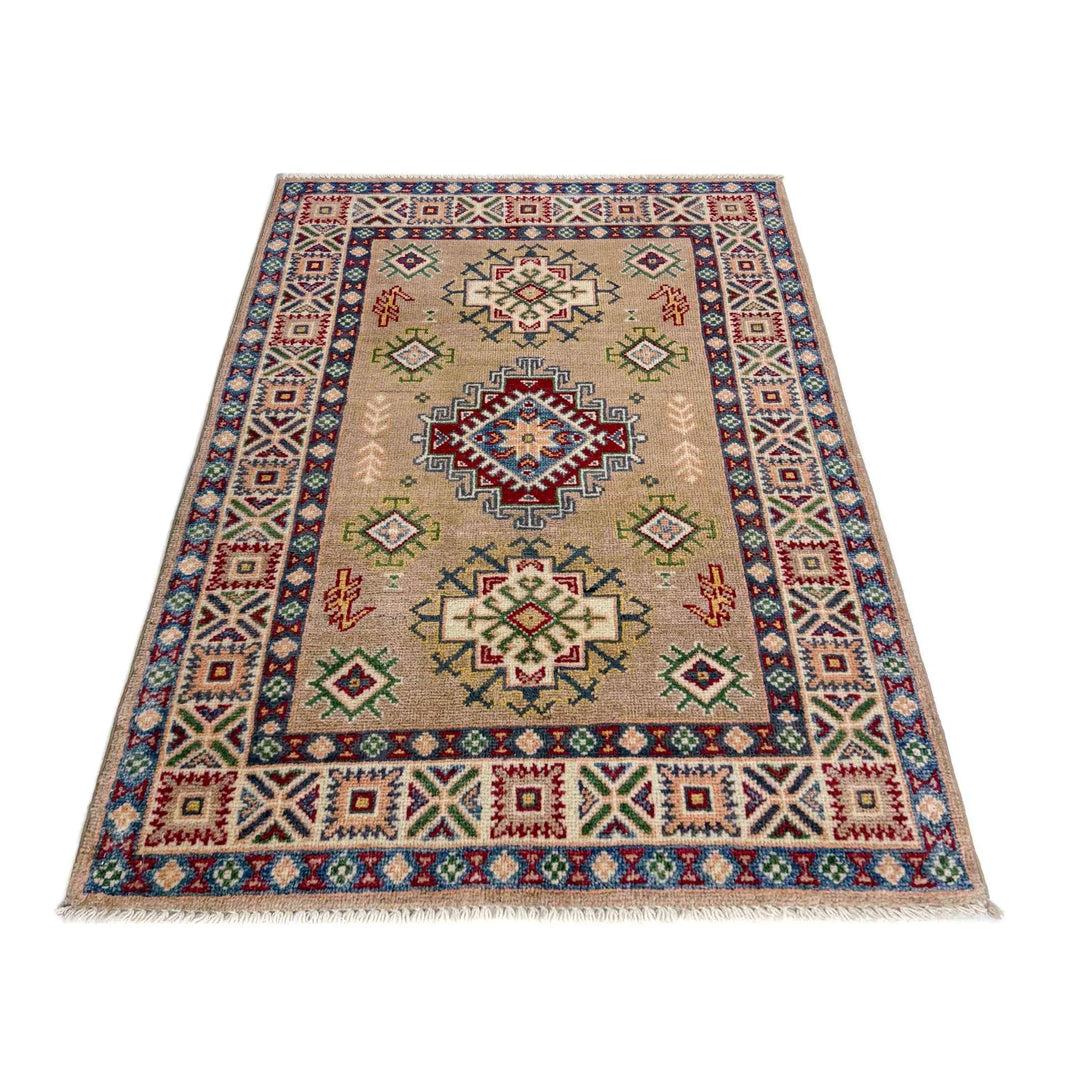 Afghan Kazak Rug 2' 7" x 3' 10" Hand-Knotted | No. AL20801