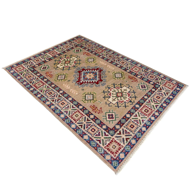 Afghan Kazak Rug 2' 7" x 3' 10" Hand-Knotted | No. AL20801
