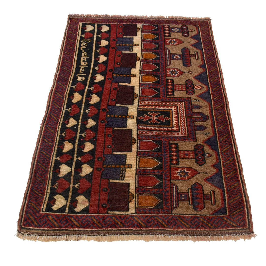 Afghan Pictorial Rug 2' 9" x 4' 6" Hand-Knotted | No. AL20819