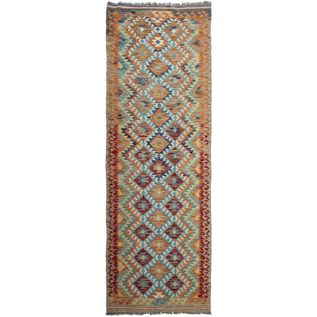 Afghan Vegetable Kilim Rug 2' 9" x 9' 9" Flat-Weave | No. AL209065