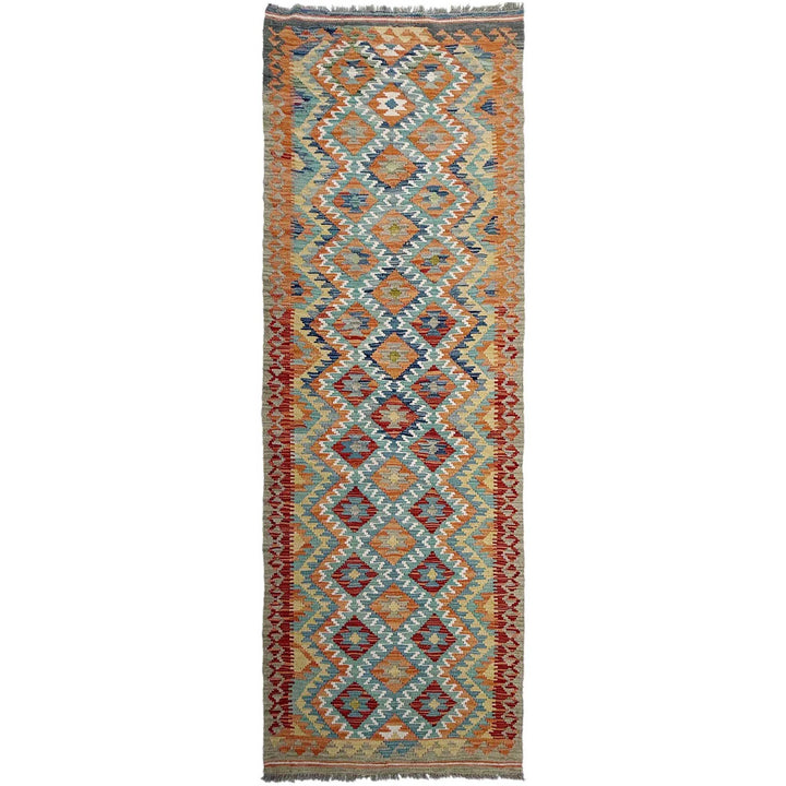Afghan Vegetable Kilim Rug 2' 9" x 9' 9" Flat-Weave | No. AL209065