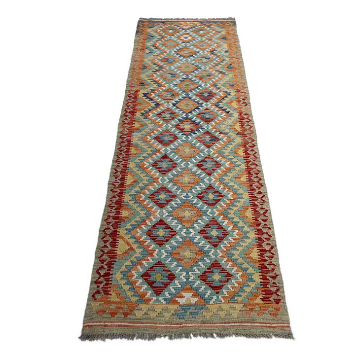 Afghan Vegetable Kilim Rug 2' 9" x 9' 9" Flat-Weave | No. AL209065