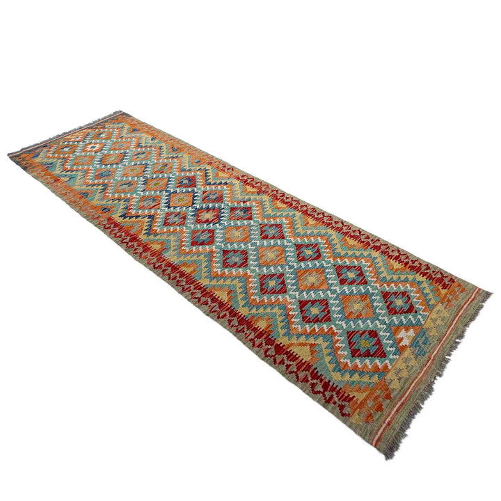 Afghan Vegetable Kilim Rug 2' 9" x 9' 9" Flat-Weave | No. AL209065