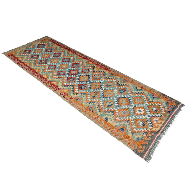 Afghan Vegetable Kilim Rug 2' 9" x 9' 9" Flat-Weave | No. AL209065
