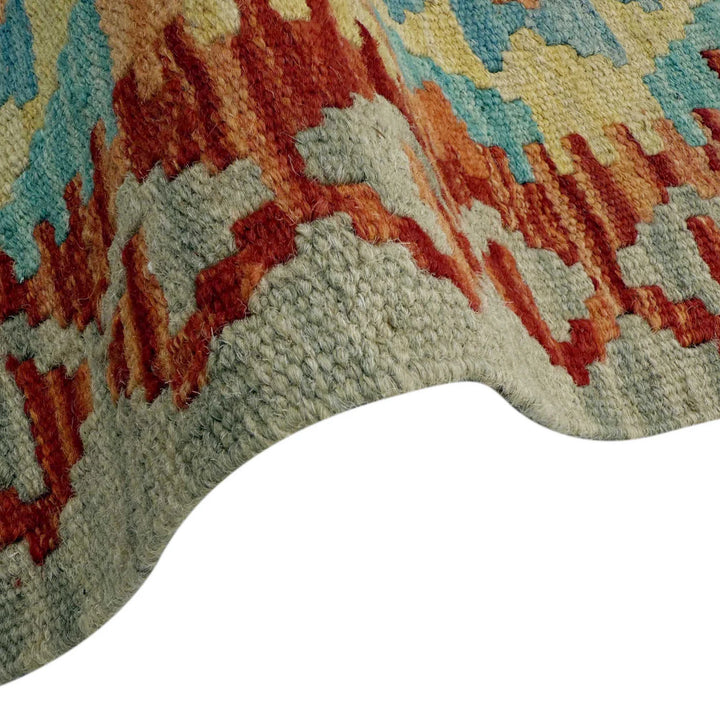 Afghan Vegetable Kilim Rug 2' 9" x 9' 9" Flat-Weave | No. AL209065