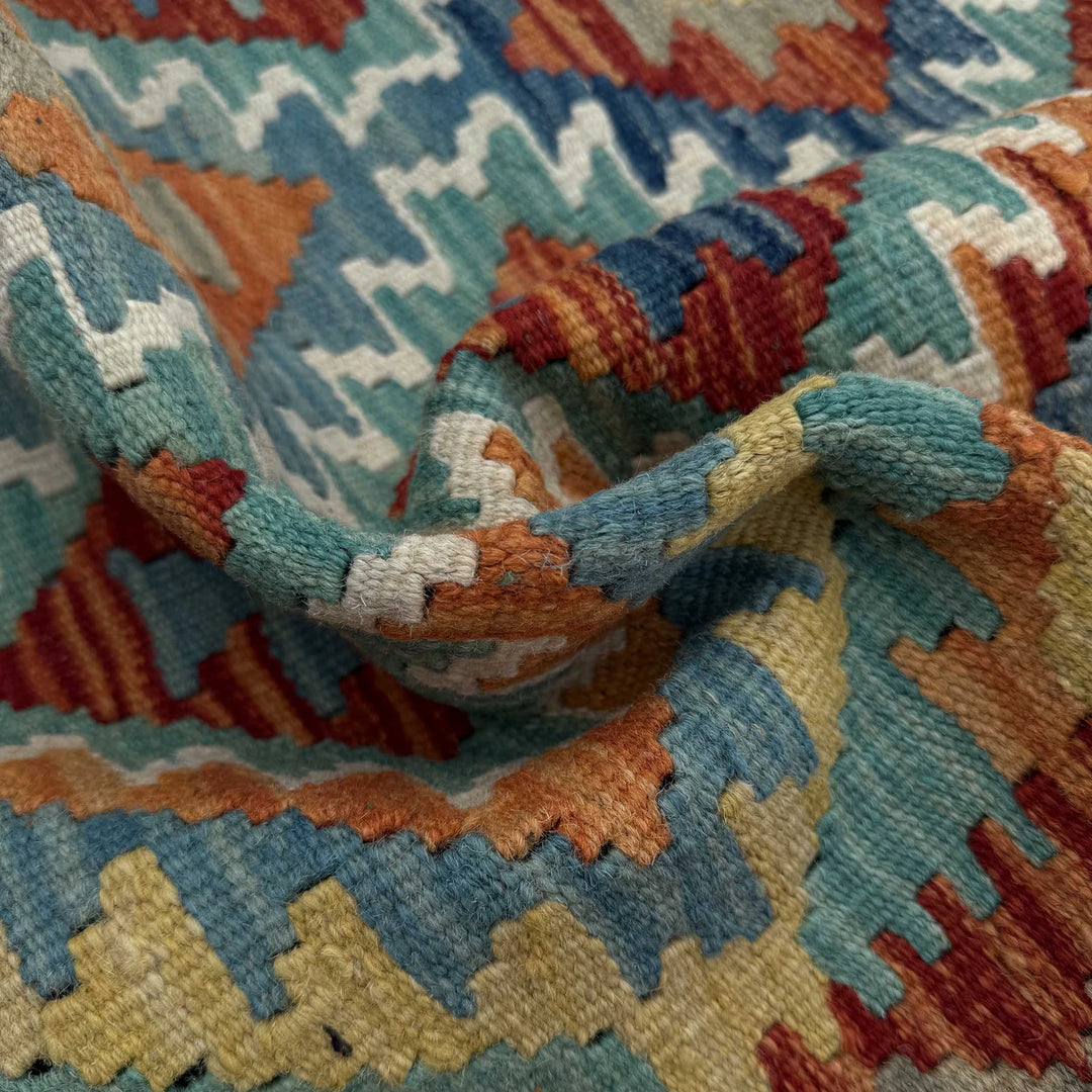 Afghan Vegetable Kilim Rug 2' 9" x 9' 9" Flat-Weave | No. AL209065