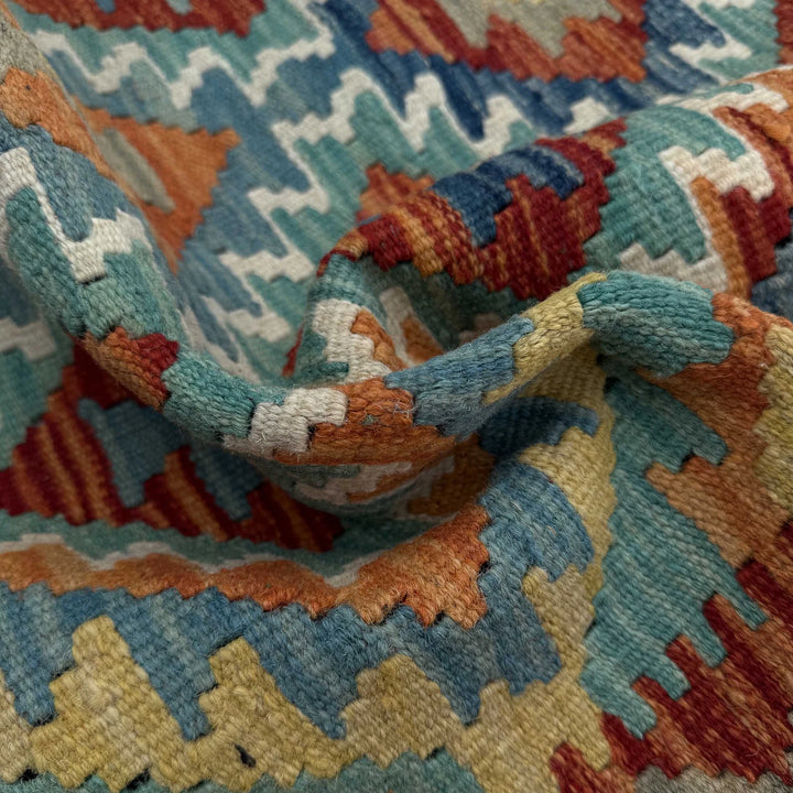 Afghan Vegetable Kilim Rug 2' 9" x 9' 9" Flat-Weave | No. AL209065