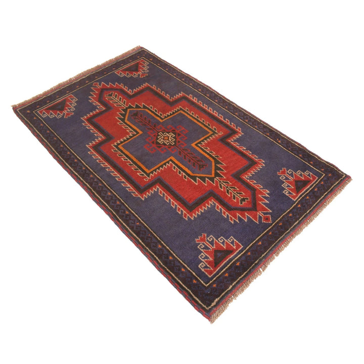 Dark Blue Afghan Baluchi Rug 2' 11" x 4' 9" Hand-Knotted | No. AL20907