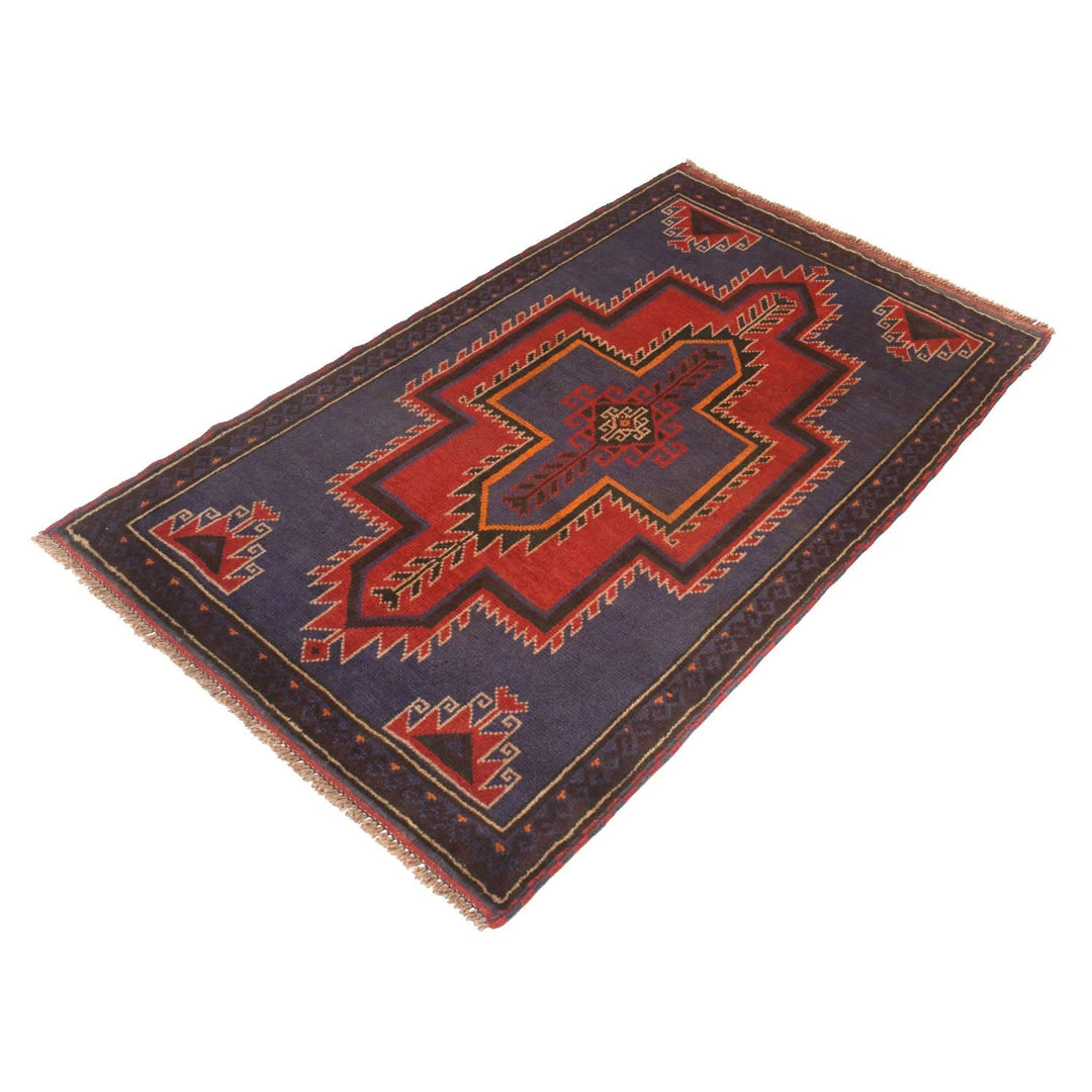 Dark Blue Afghan Baluchi Rug 2' 11" x 4' 9" Hand-Knotted | No. AL20907