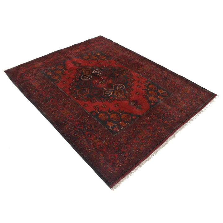 Red Afghan Khal Mohammadi Rug 4'11" x 6'4" Hand-Knotted | No. AL20911