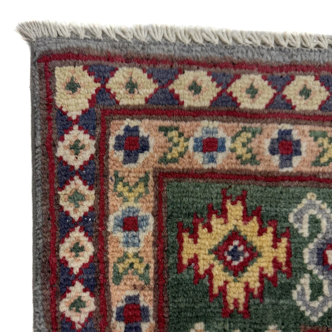 Gray Afghan Kazak Rug 3' 2" x 5' 0" Hand-Knotted | No. AL20976