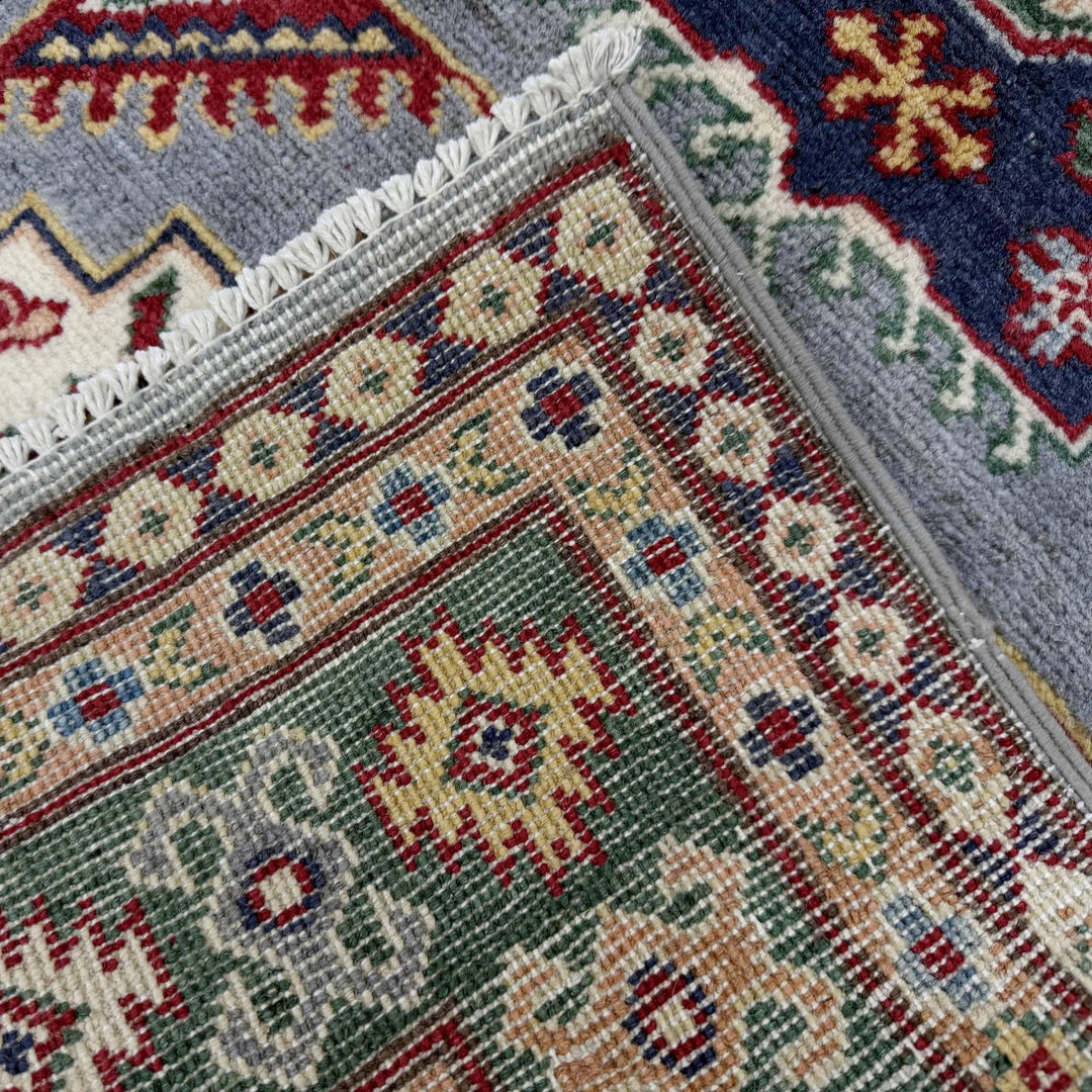 Gray Afghan Kazak Rug 3' 2" x 5' 0" Hand-Knotted | No. AL20976