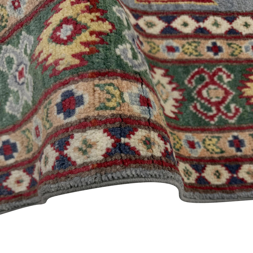 Gray Afghan Kazak Rug 3' 2" x 5' 0" Hand-Knotted | No. AL20976