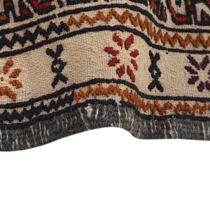 White Afghan Soumak Rug 3' 11" x 6' 6" Flat-Weave | No. AL20985