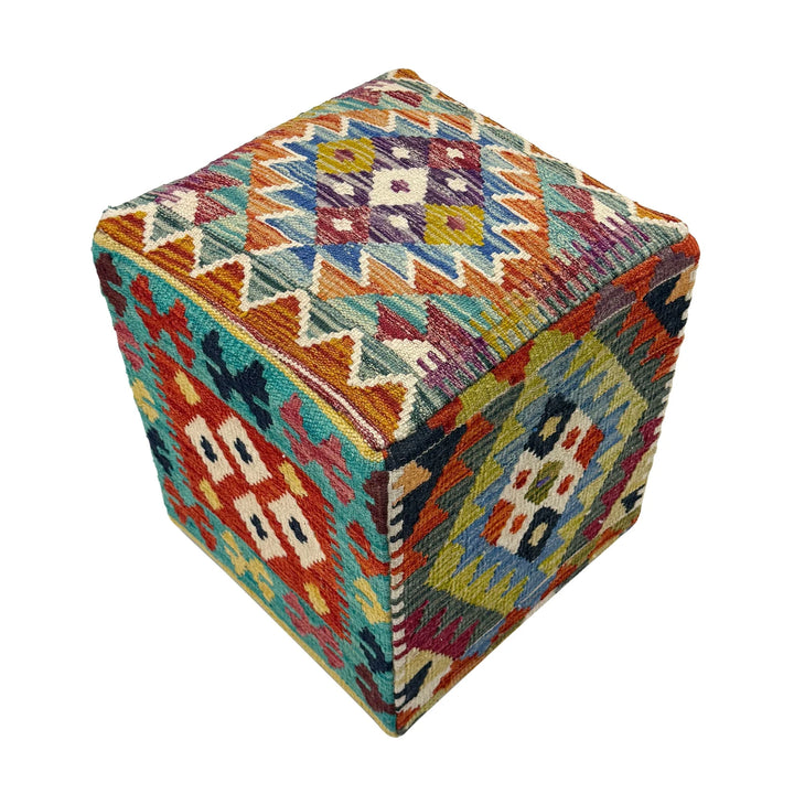 Afghan Vegetable Kilim Rug 1' 3" x 1' 3" Flat-Weave | No. AL210014