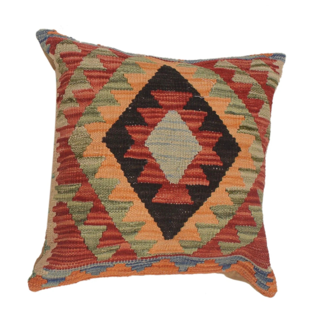 Afghan Kilim Cushion 1' 6" x 1' 6" Flat-Weave | No. AL21003