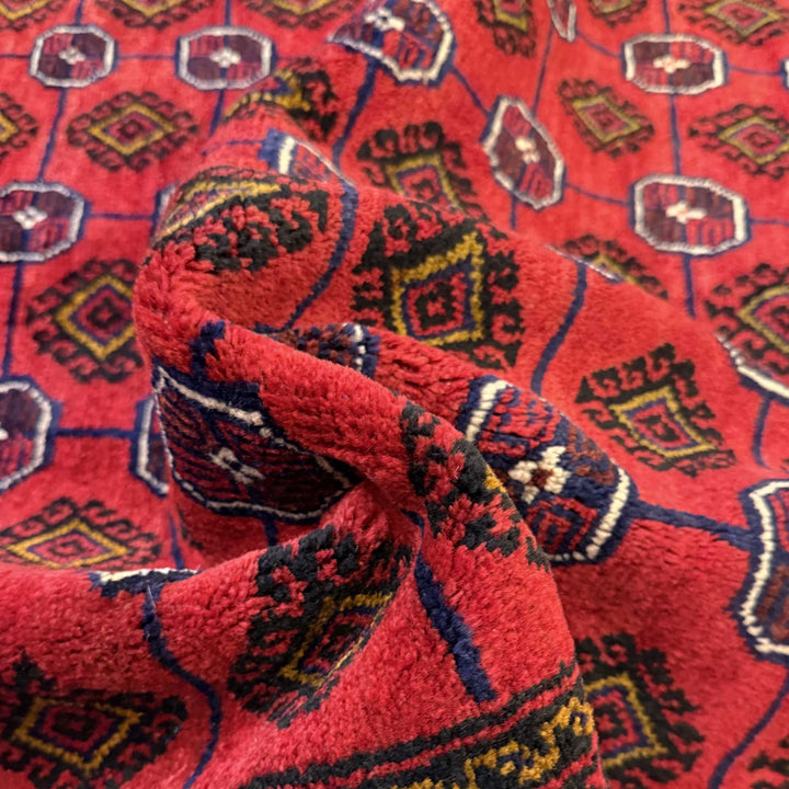 Red Afghan Baluchi Rug 3' 8" x 5' 10" Hand-Knotted | No. AL21005