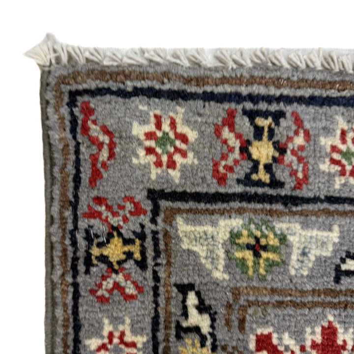 Gray Afghan Kazak Rug 4' 9" x 6' 4" Hand-Knotted | No. AL210074
